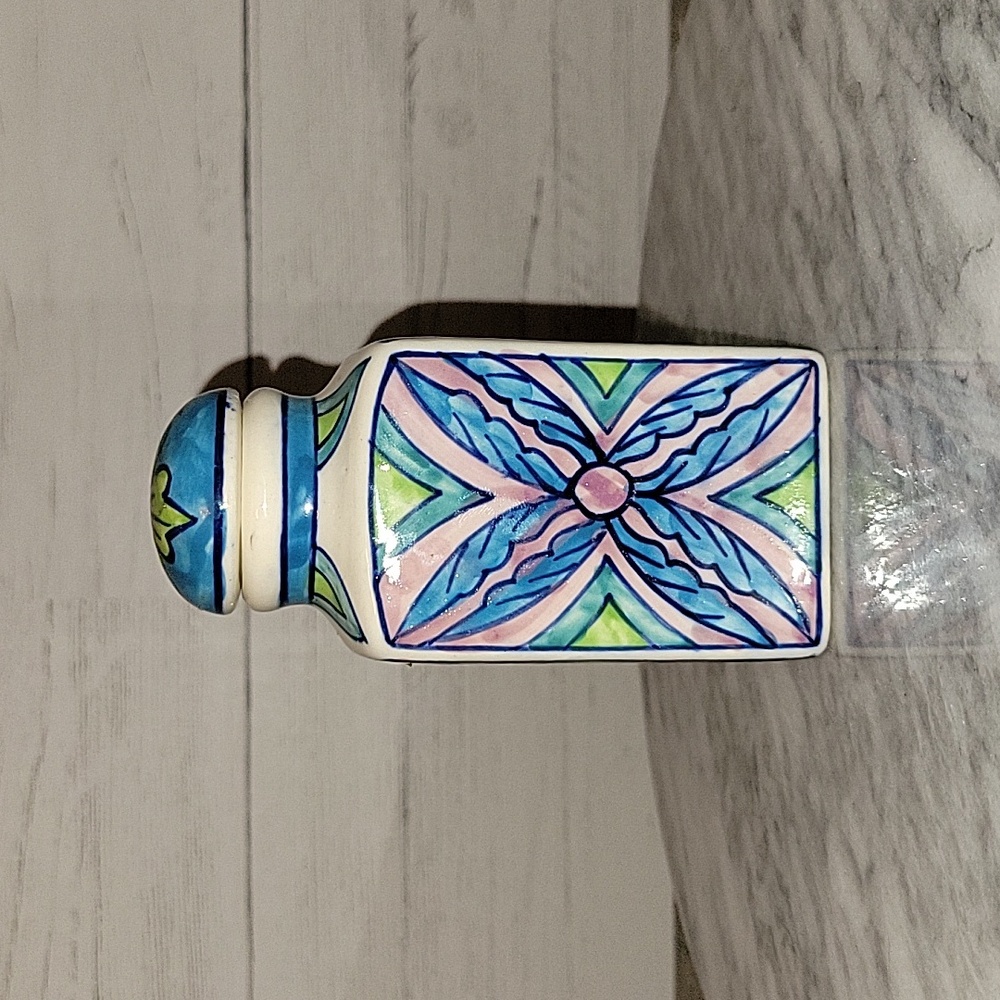 Hand Painted Colorful Floral Boho Ceramic Stash Jar  | Made in India